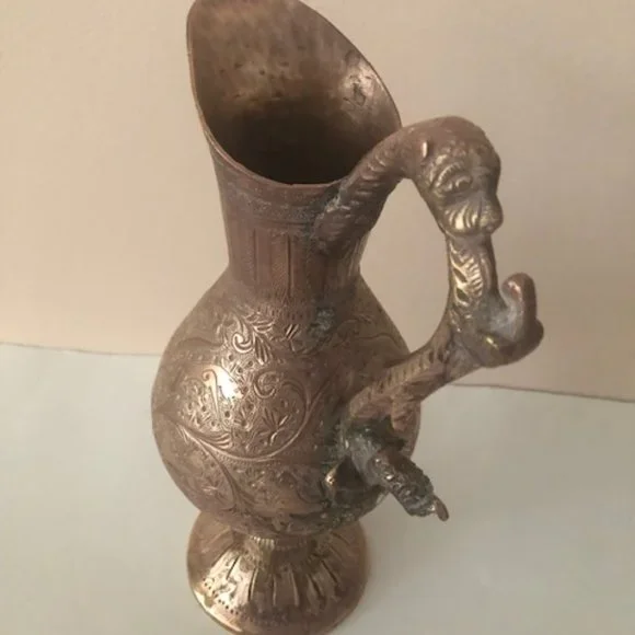 Antique Oriental Bronze Vases with animal's handles. Set of 4. Hindy. gods. - Picture 14 of 15